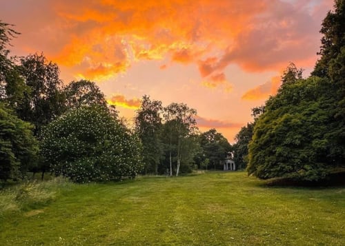Saling Hall gardens at sunset